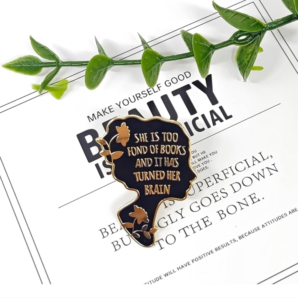 Black & Gold Literary Quote Enamel Pin